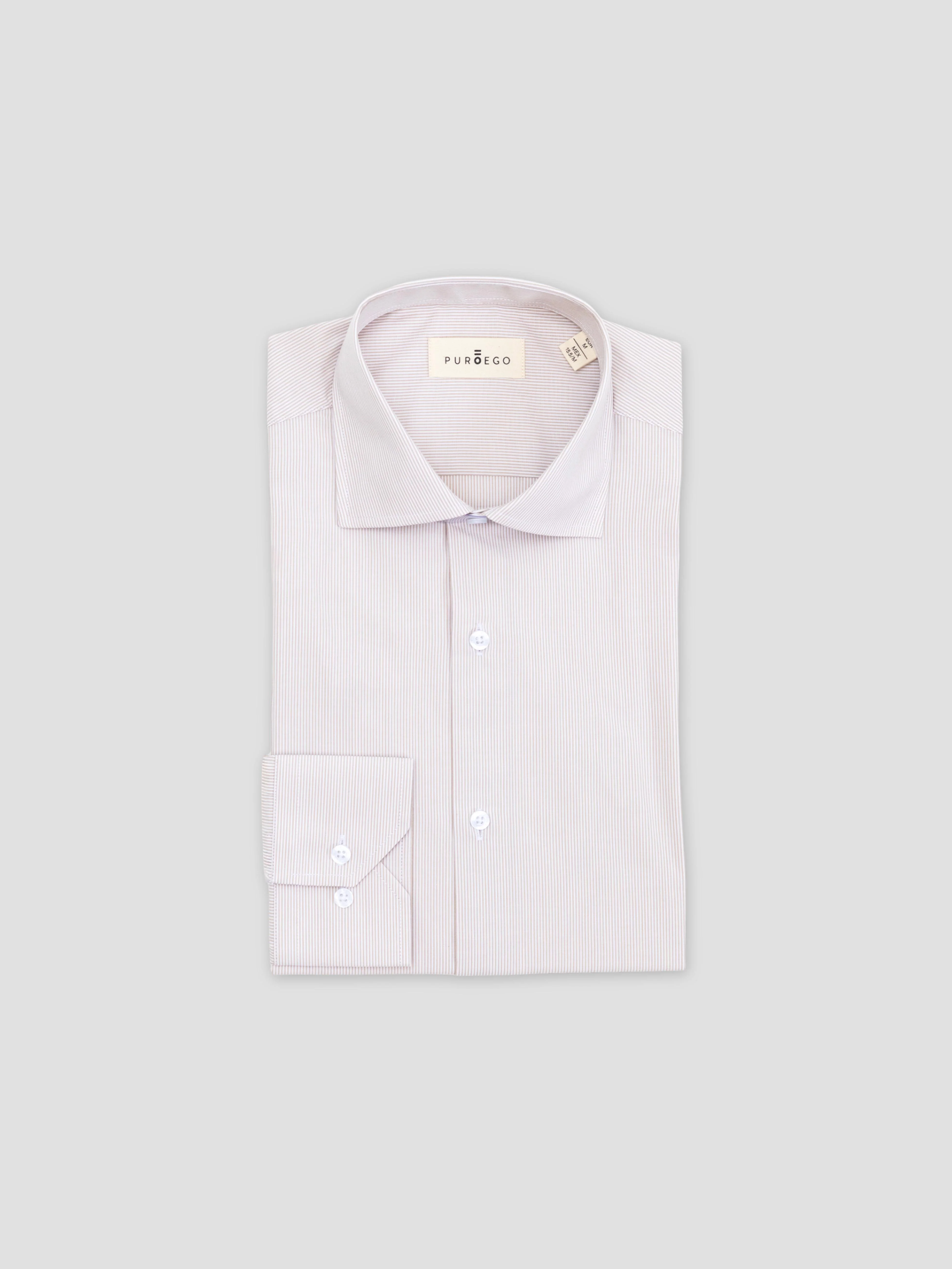 CAMISA VESTIR MIL RAYAS MARRÓN CLARO - Image 5