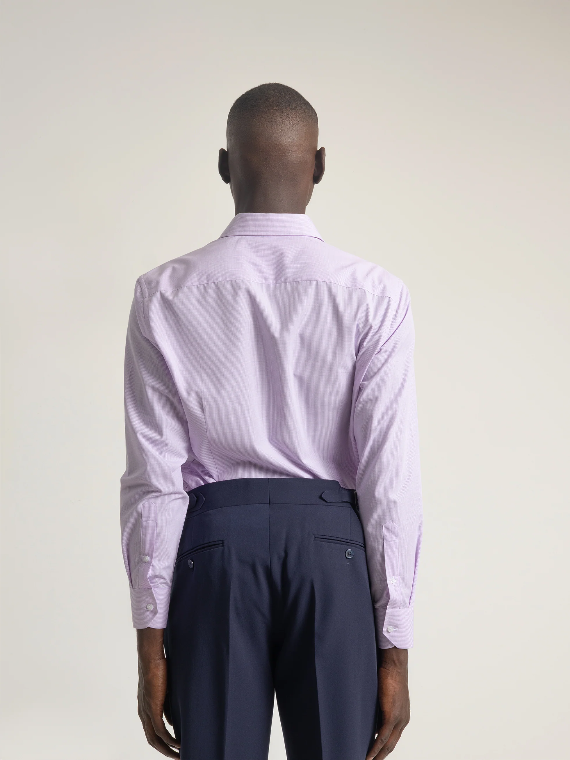 CAMISA MICROCUADRO CUELLO ITALIANO ROSA - Image 4