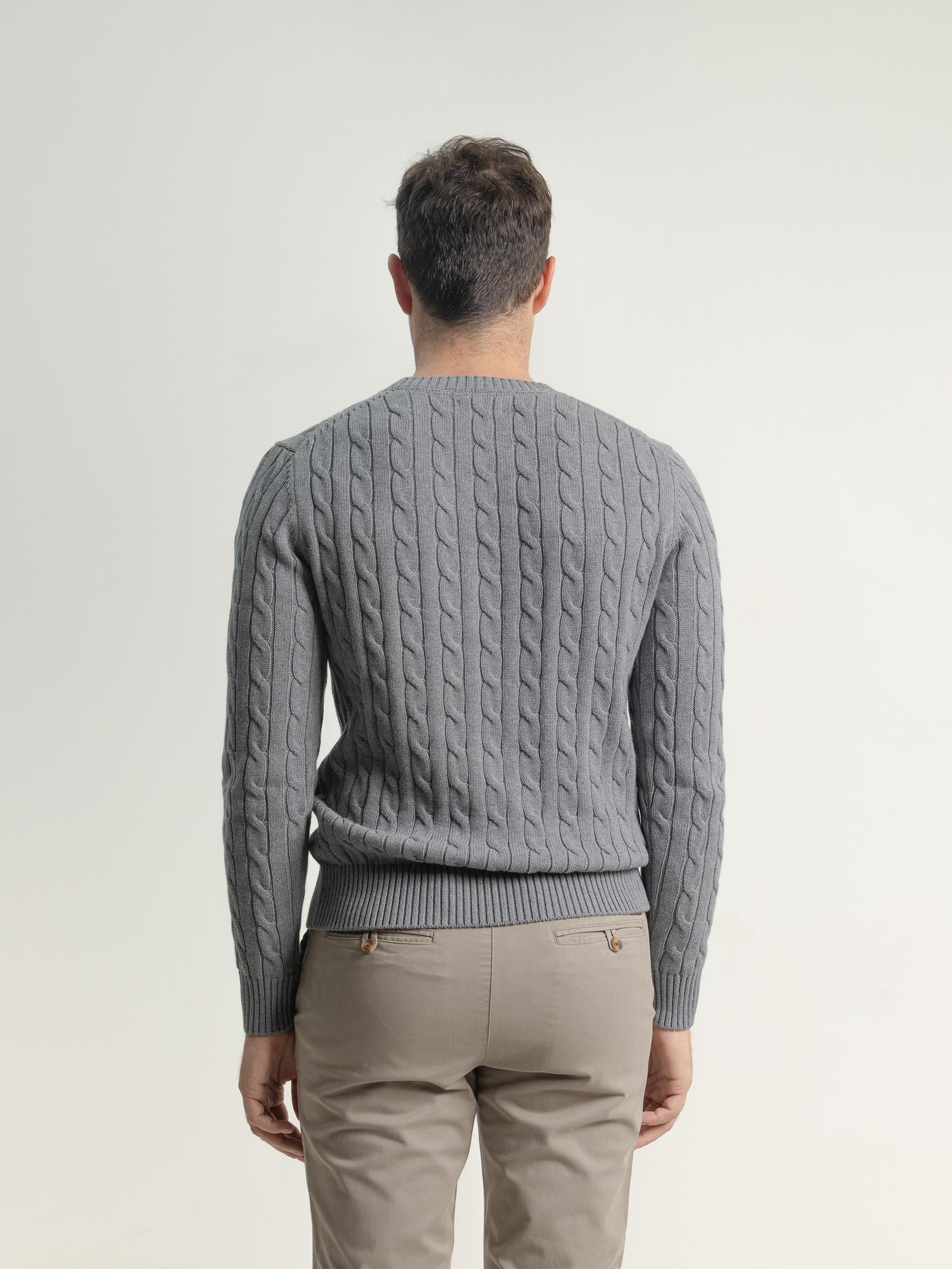 JERSEY CABLE KNIT CUELLO REDONDO GRIS - Image 4