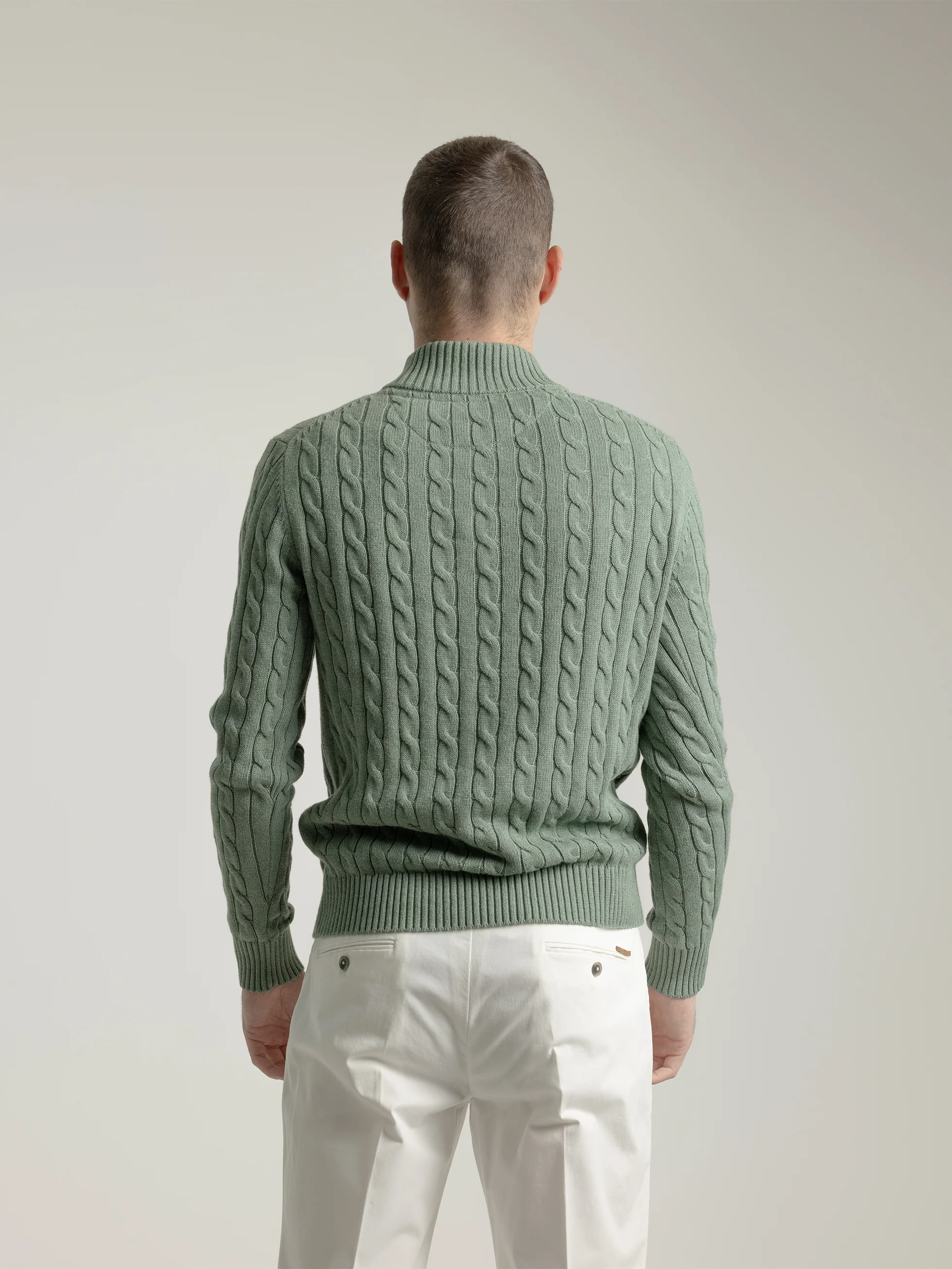 JERSEY CABLE KNIT CUELLO MOCK VERDE AGUA - Image 4