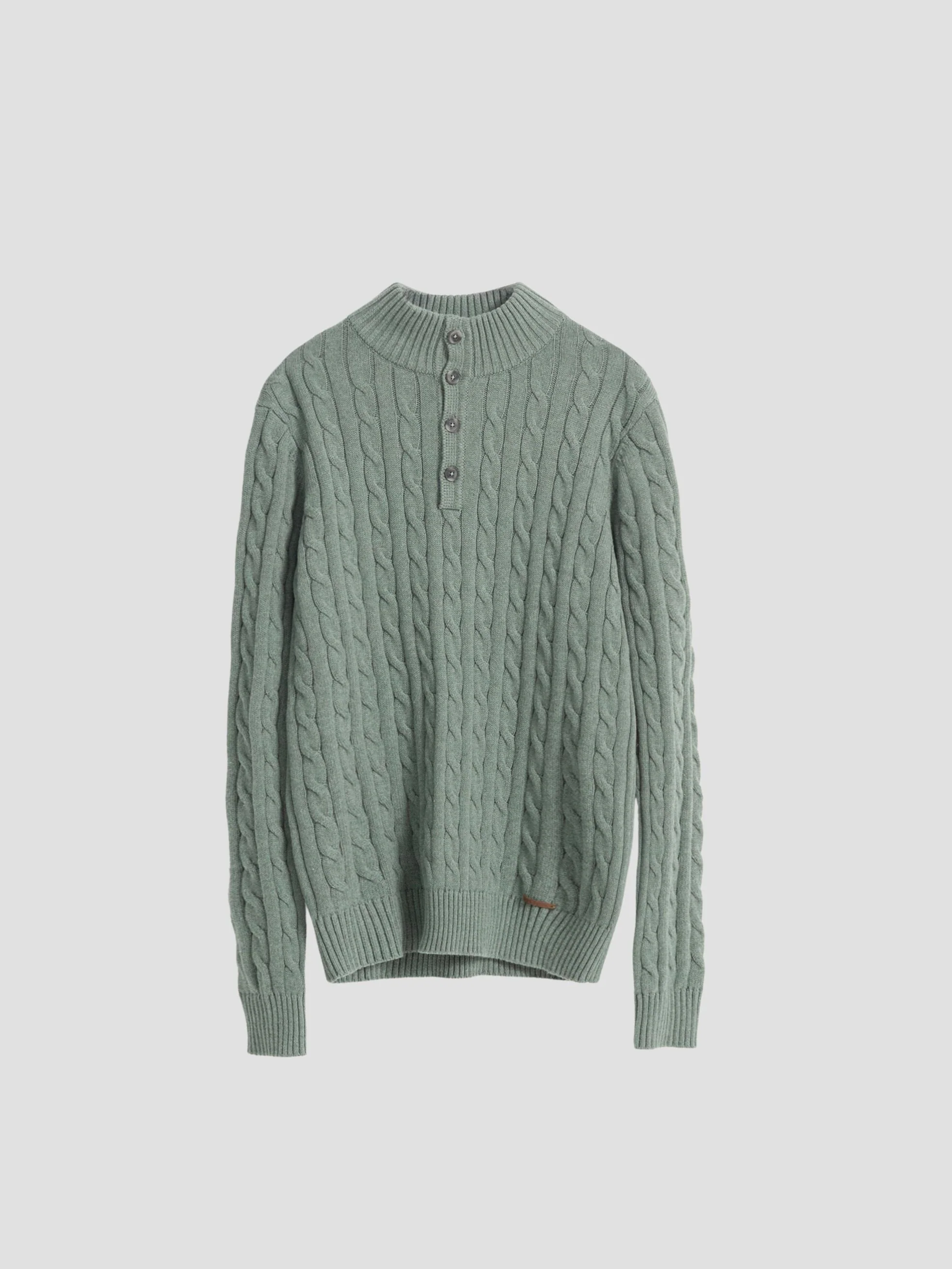 JERSEY CABLE KNIT CUELLO MOCK VERDE AGUA - Image 5