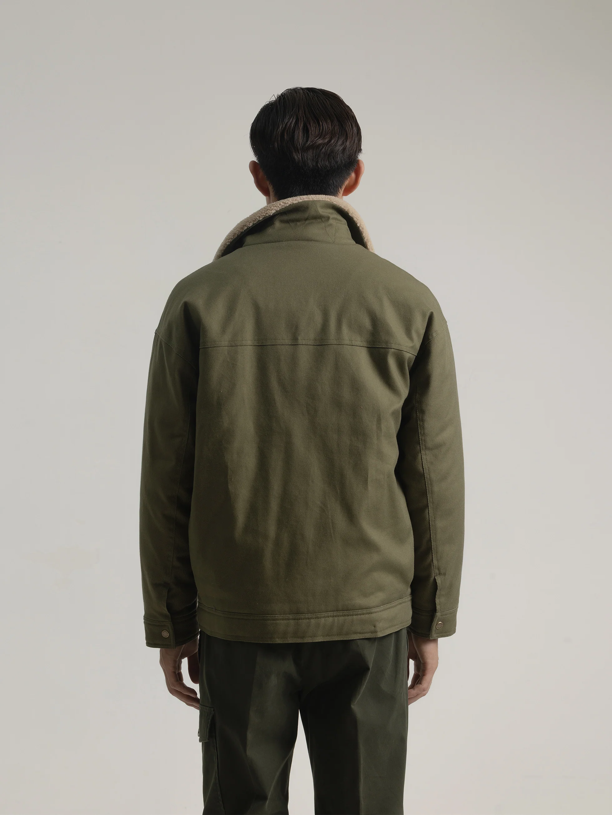 CHAQUETA WORKER CUELLO BORREGUILLO VERDE - Image 4